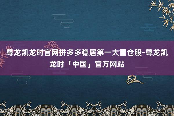 尊龙凯龙时官网拼多多稳居第一大重仓股-尊龙凯龙时「中国」官方网站