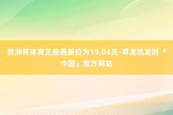 欧洲杯体育正股最新价为19.04元-尊龙凯龙时「中国」官方网站