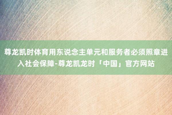 尊龙凯时体育用东说念主单元和服务者必须照章进入社会保障-尊龙凯龙时「中国」官方网站