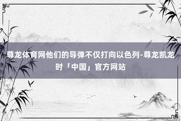 尊龙体育网他们的导弹不仅打向以色列-尊龙凯龙时「中国」官方网站