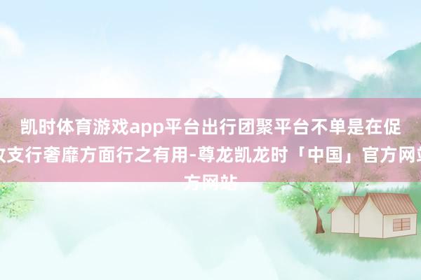 凯时体育游戏app平台出行团聚平台不单是在促收支行奢靡方面行之有用-尊龙凯龙时「中国」官方网站