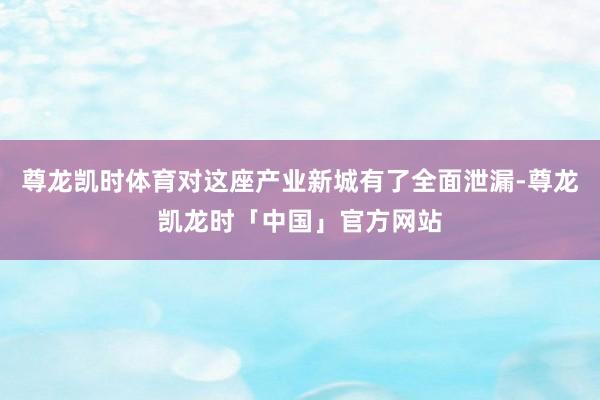 尊龙凯时体育对这座产业新城有了全面泄漏-尊龙凯龙时「中国」官方网站
