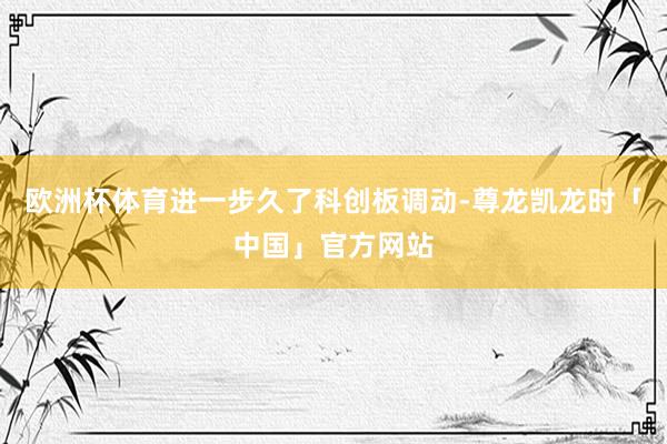 欧洲杯体育进一步久了科创板调动-尊龙凯龙时「中国」官方网站
