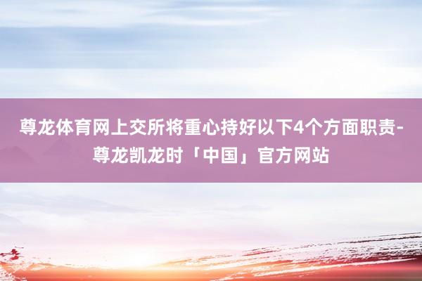 尊龙体育网上交所将重心持好以下4个方面职责-尊龙凯龙时「中国」官方网站