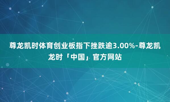 尊龙凯时体育创业板指下挫跌逾3.00%-尊龙凯龙时「中国」官方网站